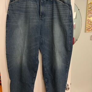 Women’s Dark Blue Denim Jeans - Barrel Leg